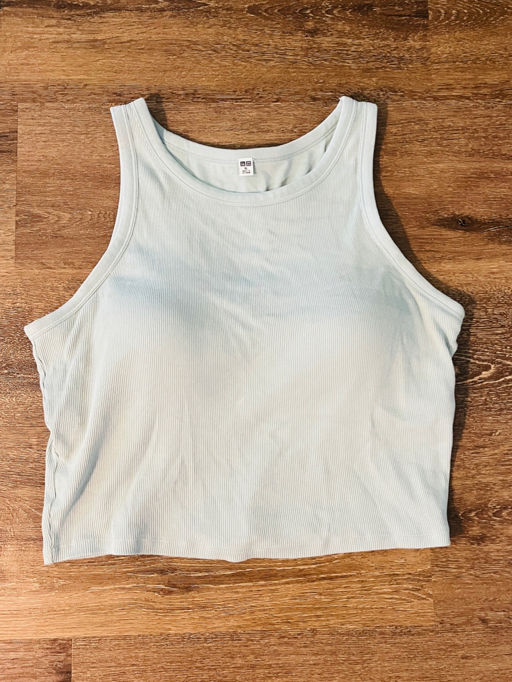 Light Blue Ribbed Cropped Tank Top